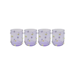 KARE Design Verres à Eau Party Violets Fleurs Set De 4 ^ Vaisselle